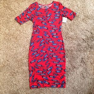 NWT Lularoe Julia Dress Fireworks XS